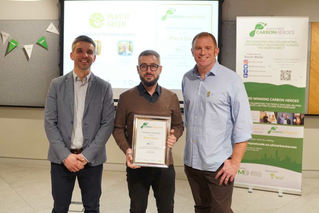 Carbon Superheroes - Chris and Richard being presented with their award by Aaron Dean of MBH