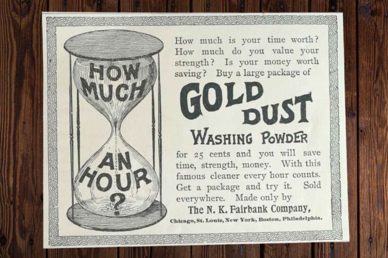 Sustainable Cleaning - An advert for Gold Dust Washing Powder from 1895