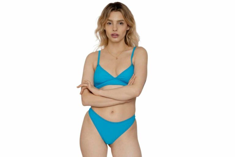 Sustainable Swimwear Colicoe Ithica Longline Bikini in Sky Blue