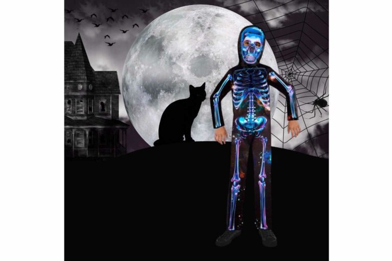 Eco-Friendly Halloween Wild Nights sustainable skeleton costume made from recycled materials