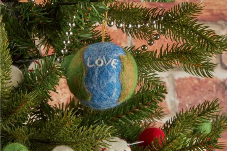 Sustainable Christmas Decorations Oxfam Shop's felt Love Earth bauble