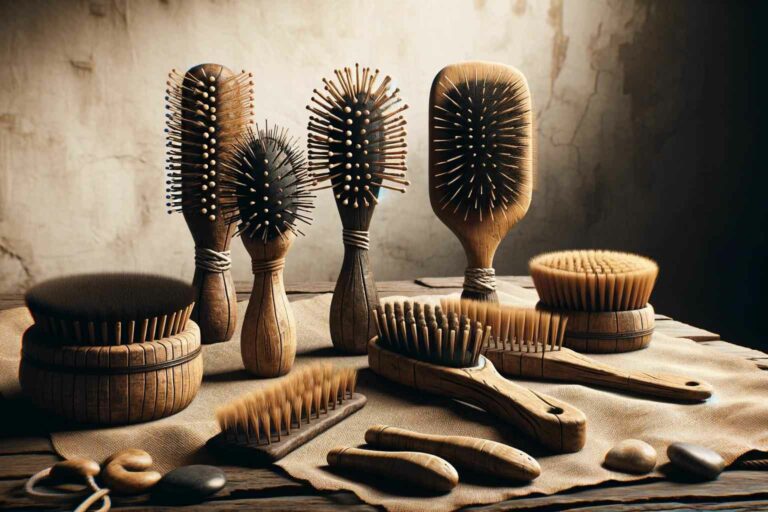 Sustainable Hairbrushes Ancient hairbrushes were made from natural materials such as wood, bone, and animal bristles