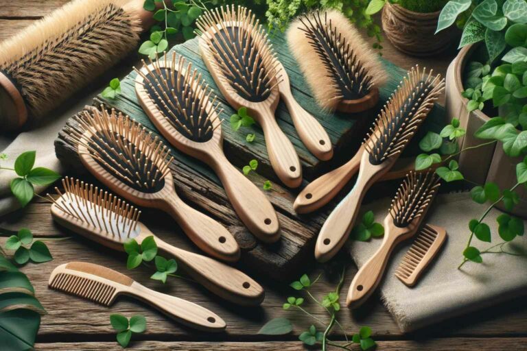 Sustainable hairbrushes are crafted from eco-friendly materials like bamboo, wood, and natural bristles