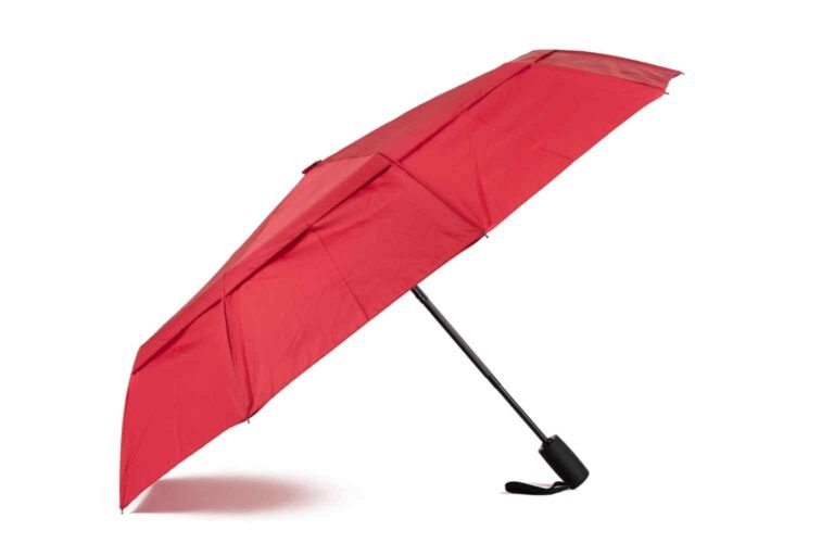 Eco-Friendly Umbrella - Roka London's Waterloo Cranberry umbrella made with recycled nylon
