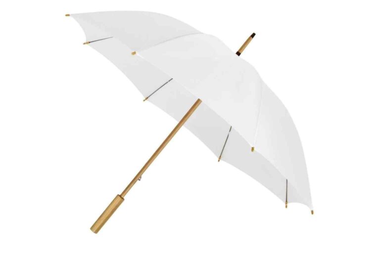 Eco-friendly umbrella - Jolly Brolly's white eco-friendly umbrella made with bamboo and recycled PET
