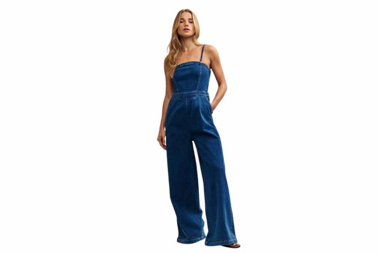 Sustainable Denim - Nobody's Child dark blue denim wide leg jumpsuit