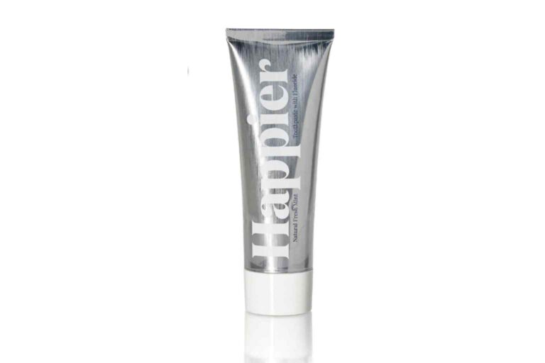 Sustainable Toothpaste Happier toothpaste comes in recyclable packaging and has no harsh chemicals