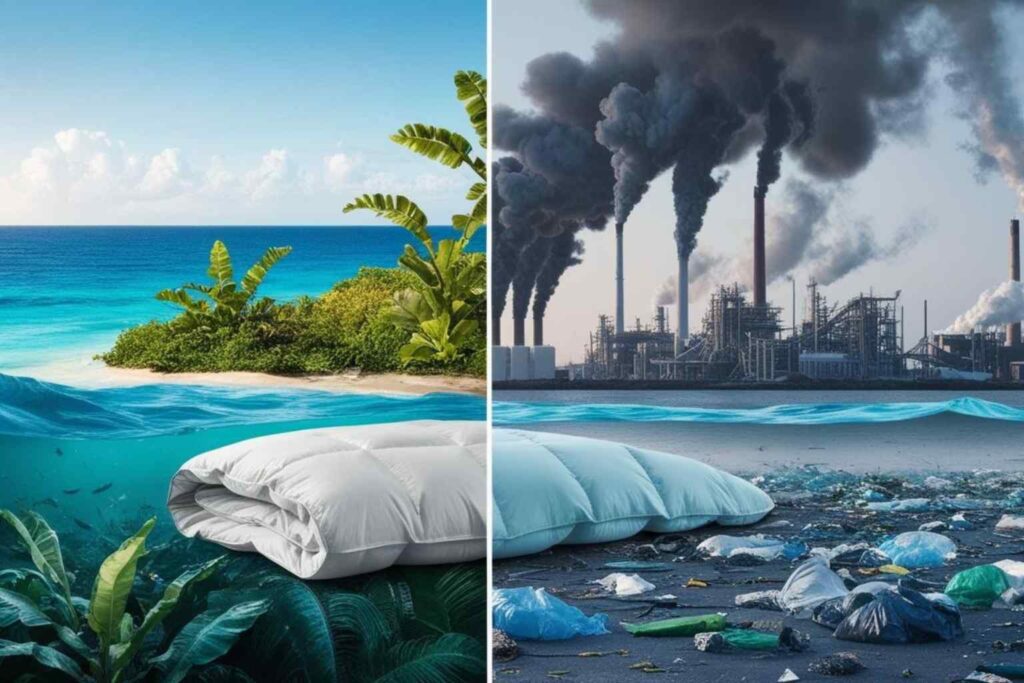 Sustainable Duvets - A single modern polyester duvet can generate 5 KG of CO2 and contributes to the microplastics issue every time it is washed