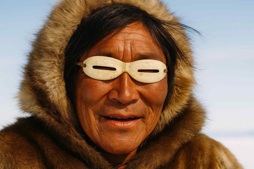 Eco-Friendly Sunglasses The Inuit peoples used walrus ivory with small slits to protect their eyes from the bright sun which would reflect off the snow