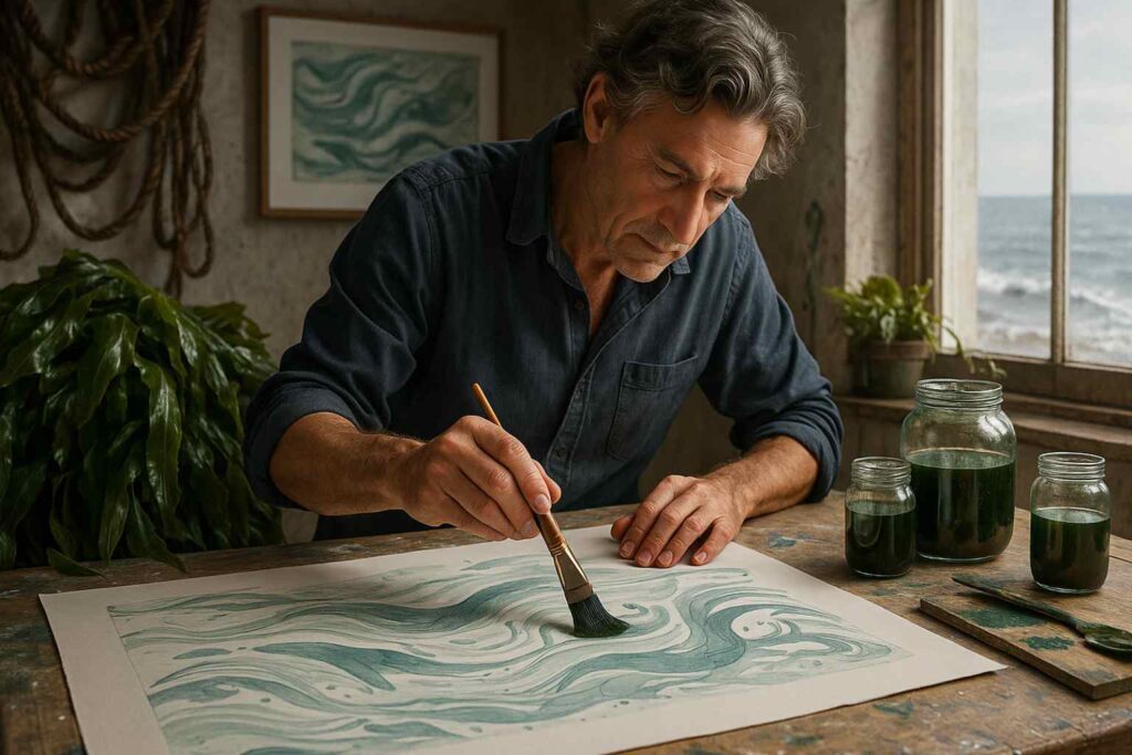 Sustainability News for 28th July To raise money for ocean conservation artists including Antony Gormley have created art using sustainable seaweed ink made from kelp