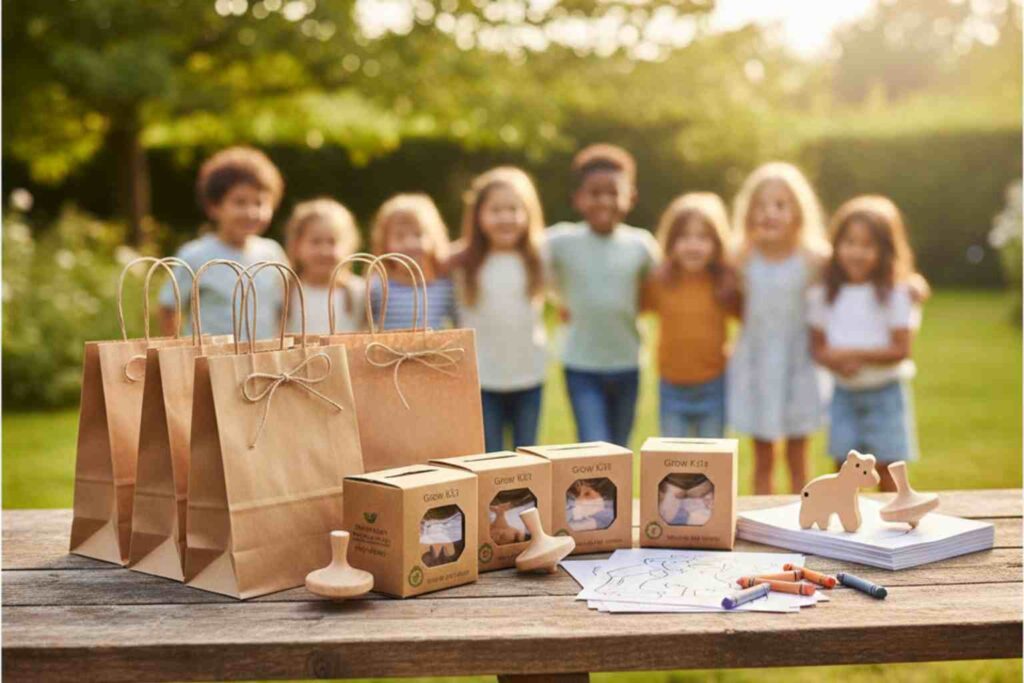 Sustainable Kids Party Bags - Plastic free, wooden toys, seed bags and things that spark imagination are far better for the planet