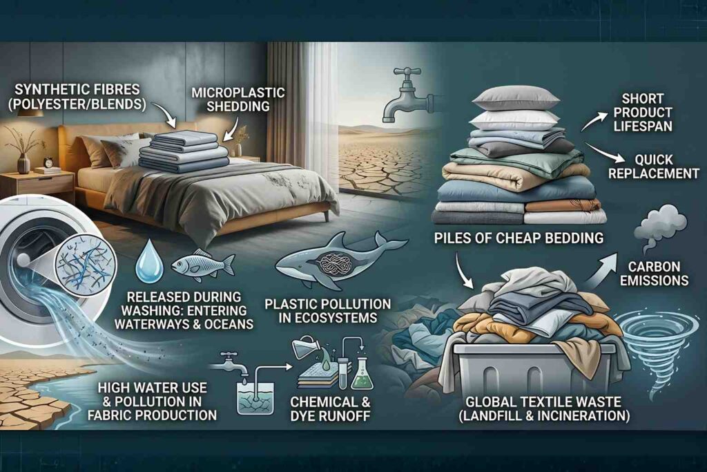 Sustainable Bed Linen - From water use to plastic and chemical pollution, non sustainable bed linen has a lot to answer for when it comes to climate change