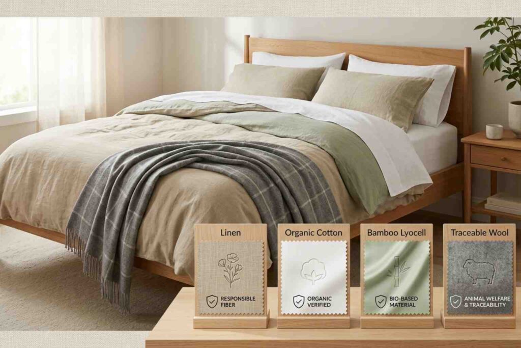 Sustainable Bed Linen - Look for bed linen that is well made and comes from renewable responsible sources that do not contain plastic
